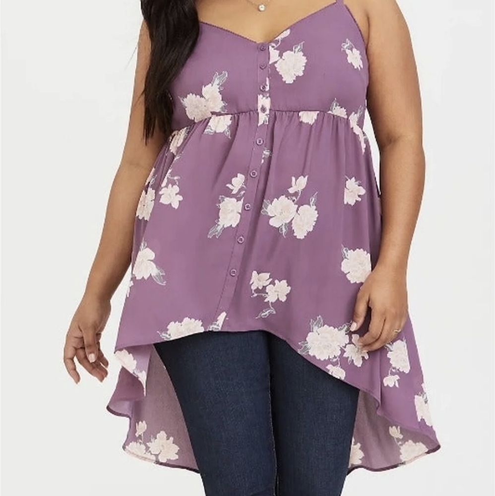Torrid Purple Floral Georgette Babydoll Cami 5x